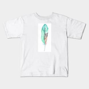 Turquois Feather Kids T-Shirt